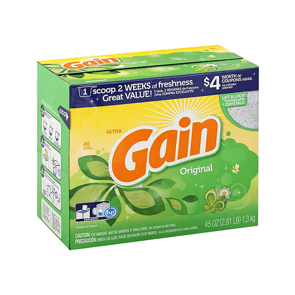 Gain Powder Detergent Ultra HE Original (45 oz) Lil General’s
